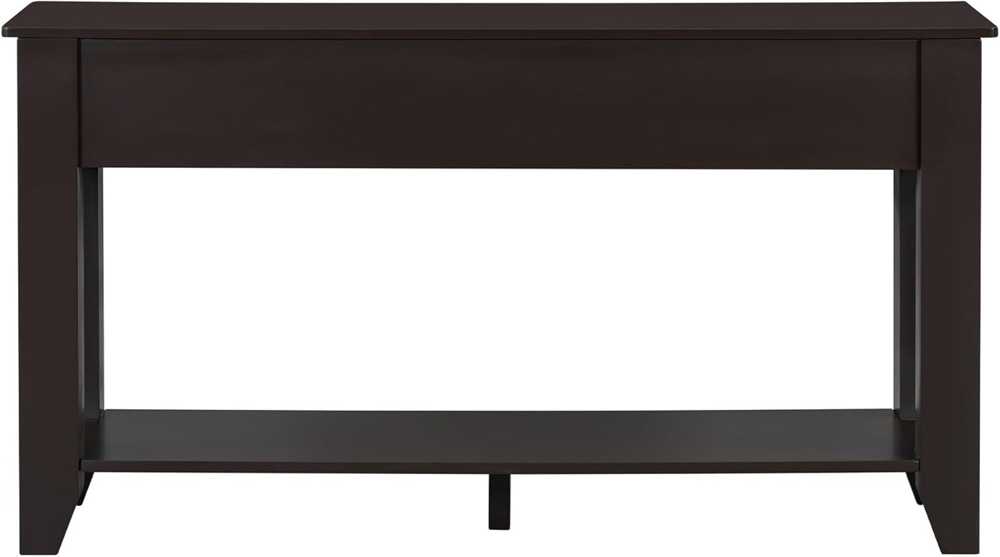 Farmhouse Modern Console Table 55.4-Inch Entryway Sofa Table with Drawers & Storage Shelf for Living Room Hallway Entrance, Dark Coffee