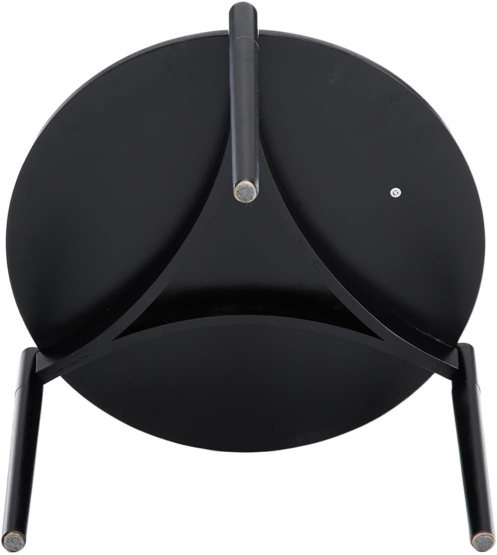 Wooden Round Modern Nesting Coffee Set of 2, Round End Table Side Table, Stacking Living Room Accent Tables for for Living Room Bedroom Balcony, Black