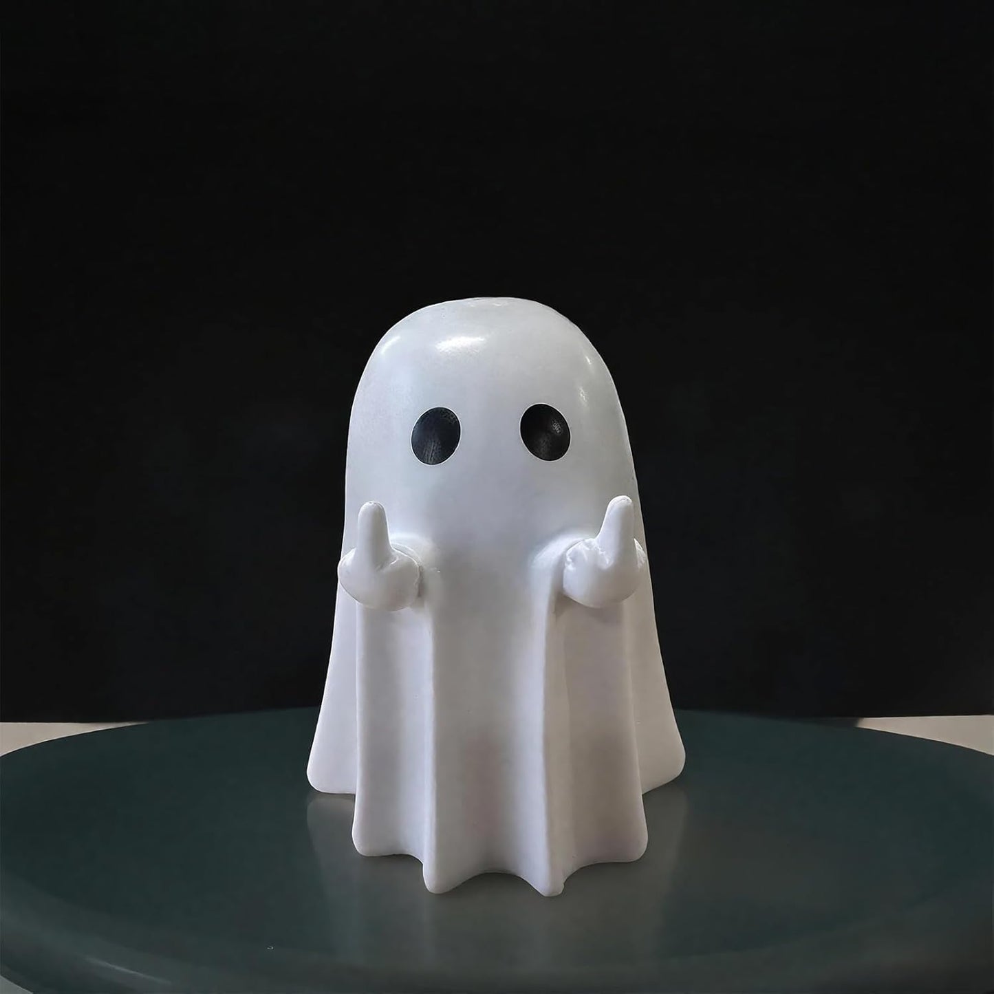 Halloween Ghost Figurine Funny Spooky Middle Finger Statue Halloween Table Decorations Cartoon Cute Resin Holiday Desktop Ornament Decor for Holiday Indoor Home Decor Gifts