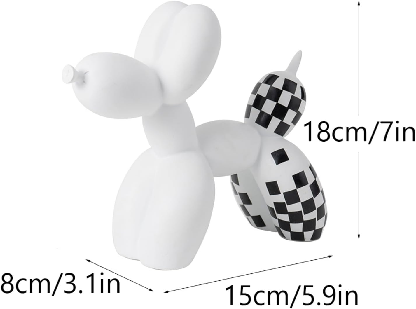 Vilead Resin Balloon Dog Statue with Checkered Pattern,Modern Home Decoration Trendy Animal Art Ornaments,Collection Figurine Bedroom Living Room Office Desktop Sculpture