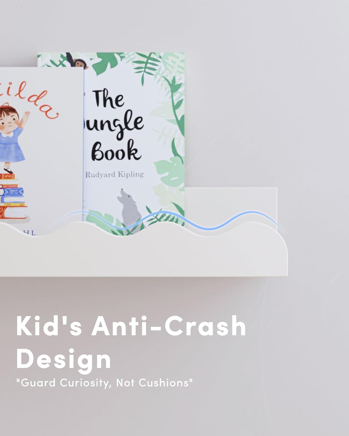 Kids' Bookshelf Set of 4 - White Floating Nursery Book Shelves, Picture Ledge Shelf for Wall Decor and Storage - Perfect for Books, Toys, Photo Frames, and Nursery Décor