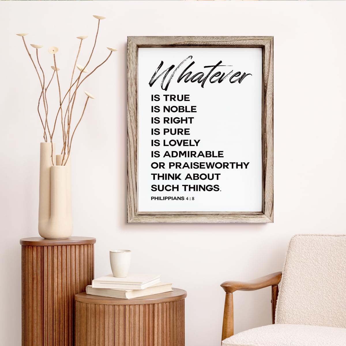 Christian Wooden Framed Signs, Rustic Home Decor, Family Signs, Living Room Decor, Philippians 4:8 Sign, Framed Wall Plaque Sign 15 * 11.5 inches, Finally Brothers and Sisters