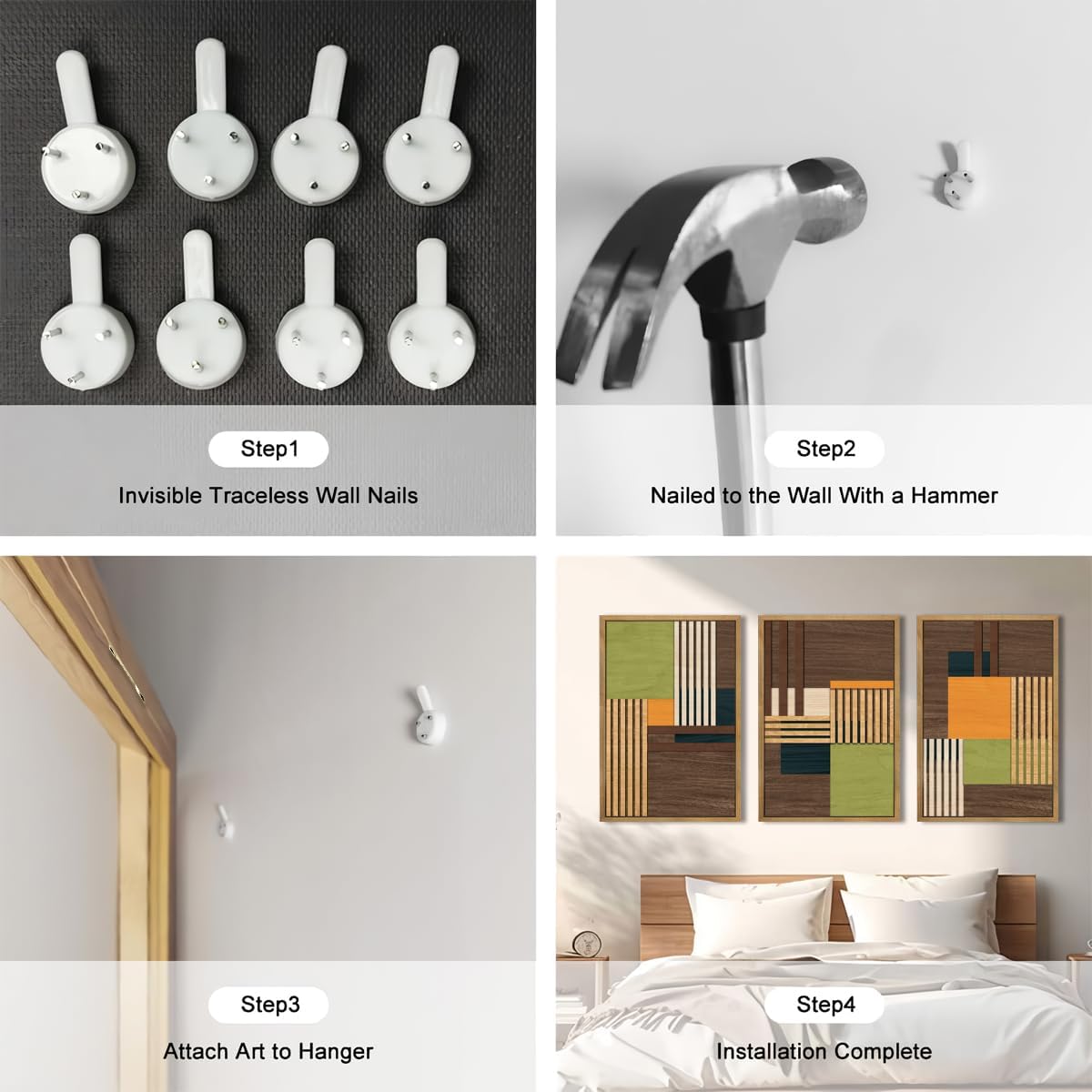 Large Modern Abstract Wall Art Set Minimalist Line Wood Wall Decor Neutral Brown Art Decor Colorful Geometric Wooden Wall Sculptures for Living Room Bedroom Office-16x24Inchx3