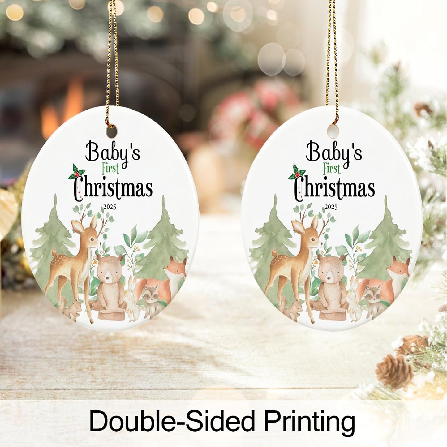 Baby's First Christmas Ornament 2025,Babys First Christmas Ornament for Girl,Boy, Ceramic Keepsake Babies Ornaments with Ribbon and Gift Box