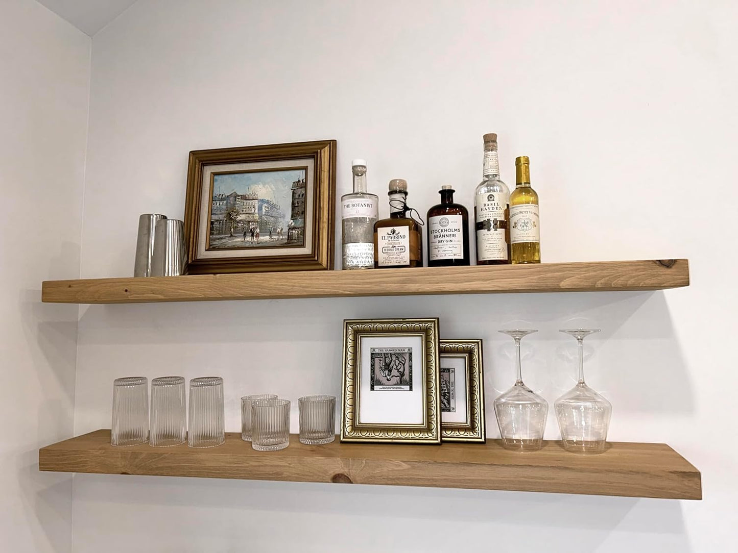 joelsantiques 54 Inch Wooden Floating Shelves for Wall - 54x8x2 in - Made of Natural Wood - Long Heavy Duty Rustic Wall Shelves for Bedroom - Perfect for Living Room, Kitchen - Natural