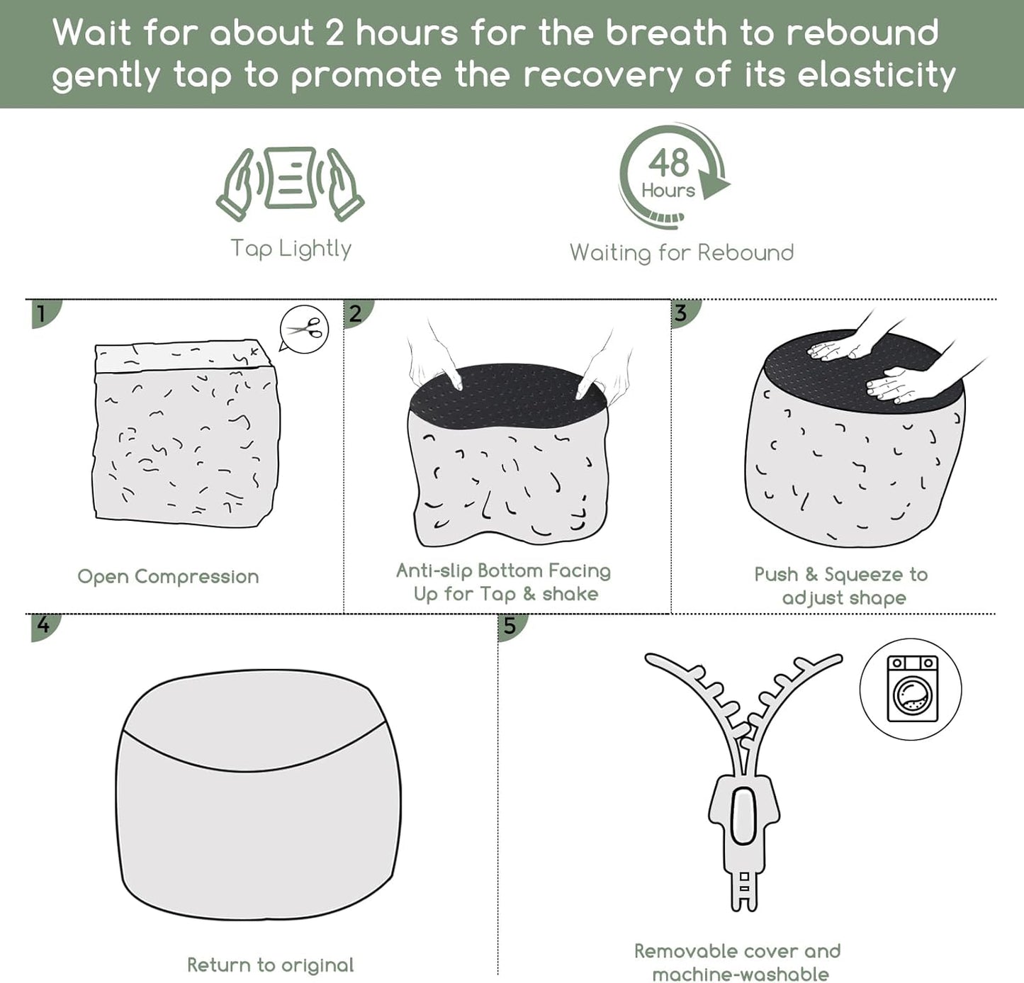 HIGOGOGO Round Stuffed Pouf Ottoman, Long Faux Fur Poufs with Foam Chunk Filling, Fluffy and Furry Pouf Foot Stool Storage Ottoman, 20 X 15 Floor Poufs Foot Rest for Living Room, Beige