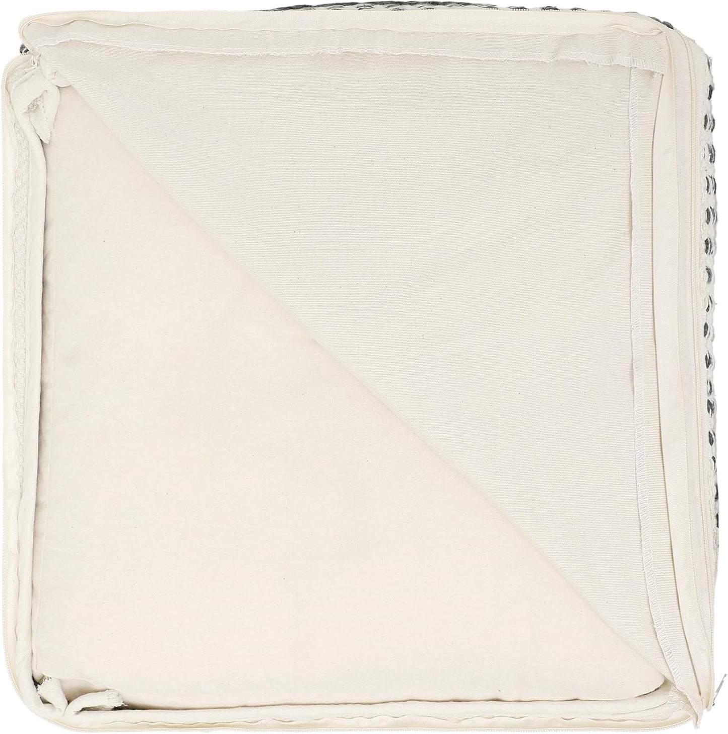 REDEARTH · Tufted Pouf Ottoman with Filler Textured Storage Cube Bean Bag Pouffe Footrest for Living Room, Bedroom, Nursery, Kidsroom; 100% Cotton (17.5"X17.5"X17.5", Ziggurat Obsession Black)