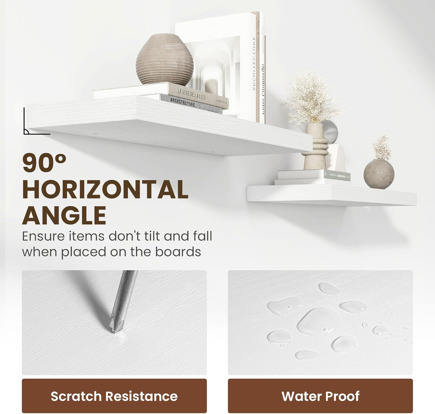 55 Inch Floating Shelves, 12 Inch Deep Floating Shelves for Wall, Floating Shelf with Invisible Brackets, 55 Inch Wide x 12 Inch Deep Wall Shelves for Bathroom, Bedroom, Living Room,1 Pack,White