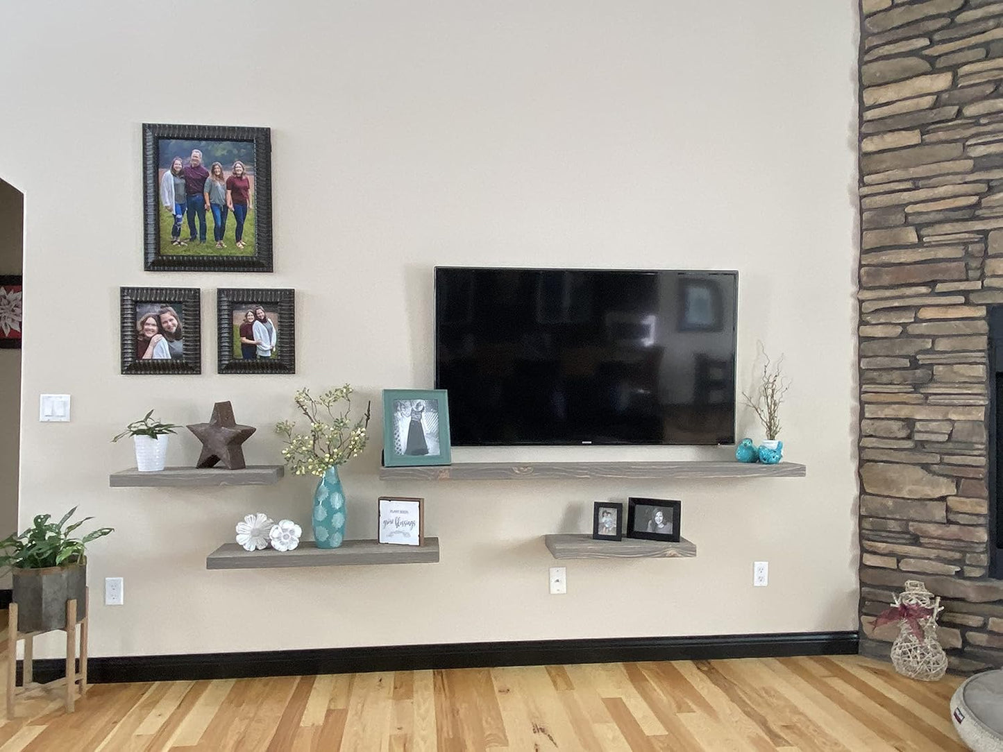 Joel's Antiques - 24 Inch Wooden Floating Shelves for Wall - 24x12x2 in - Made of Natural Wood - Short Deep Heavy Duty Rustic Wall Shelves for Bedroom - Perfect for Bathroom, Kitchen - Gray