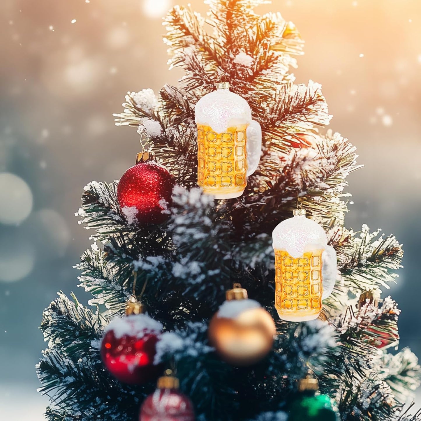 Christmas Ornaments, 2024 Glass Blown Christmas Tree Ornaments, Blue Christmas Tree Decorations, Funny Gifts & Home Decor- Mini Mug of Beer