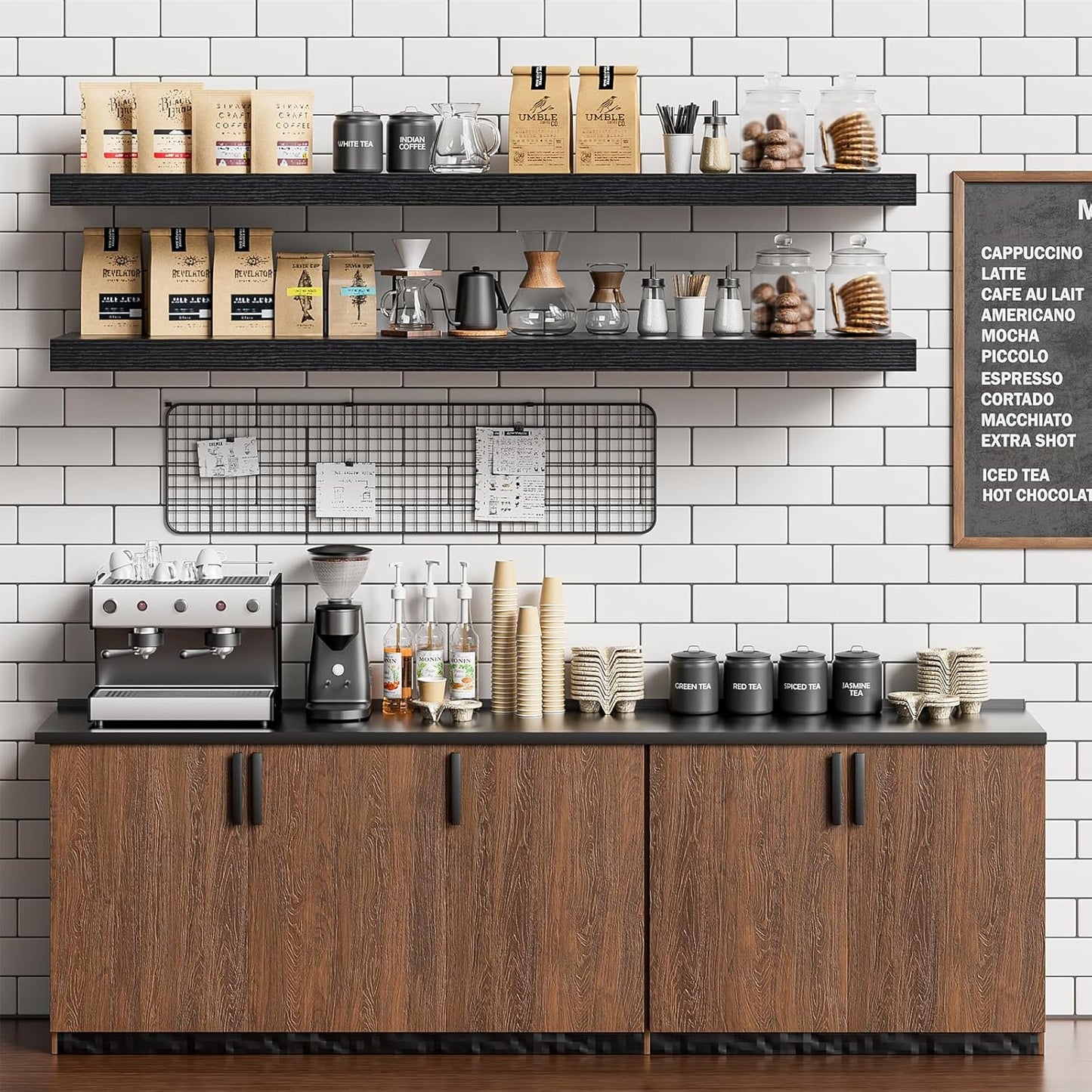 Heimlove Floating Shelves for Wall 48 Inches Long,9.3" Deep Black Floating Shelf Set of 2,Wall Mounted Wood Shelves for Bathroom Bedroom Living Room Kitchen Office,Shelf for Books Storage Room Decor