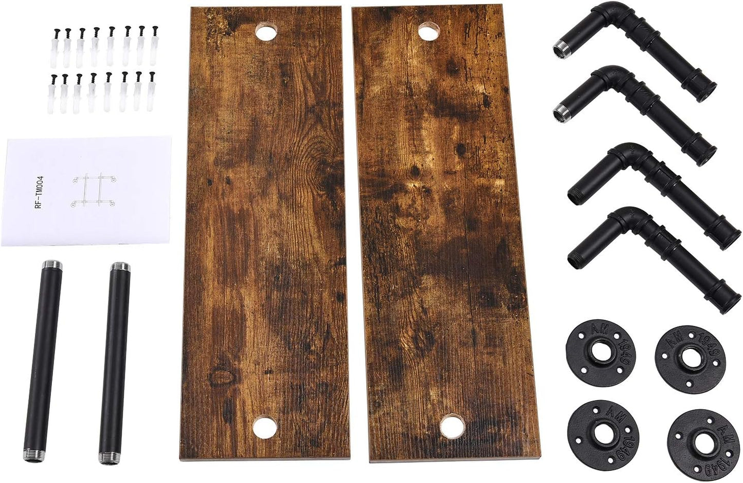 IBUYKE 26" Pipe Floating Shelves,2-Tiers Industrial Pipe Shelves, Rustic Wall Mount Bookshelf,Metal Bracket Storage Wall Shelf for Bedroom, Kitchen, Living Room, Bathroom RF-TM004