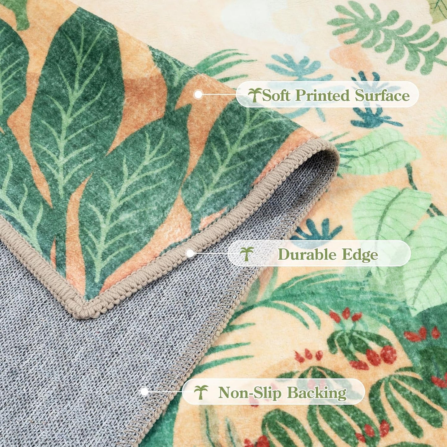 LIVEBOX Large 9x12 Forest Area Rug for Living Room, Soft Washable Sun Yellow Rugs for Bedroom, Non Slip Ultra Thin Floor Carpet Jungle Animal Print Rugs for Dining Room