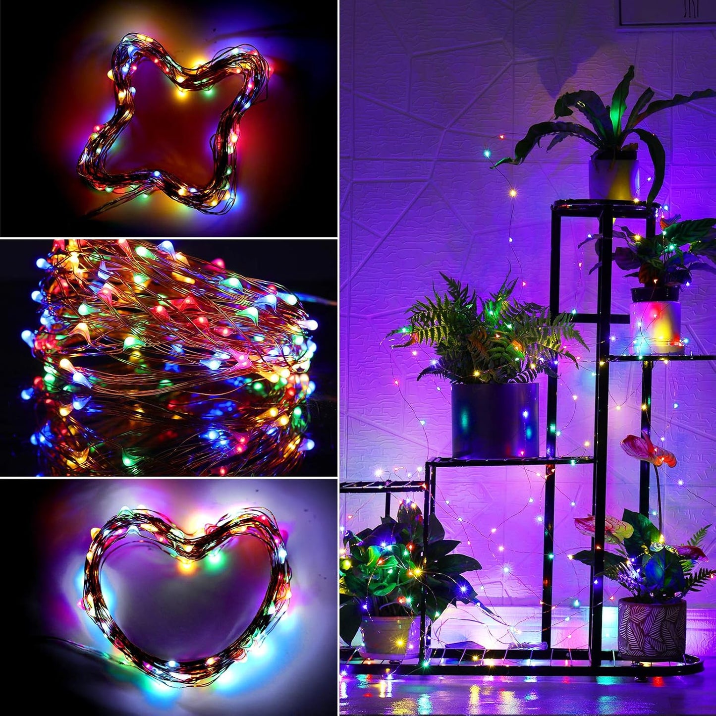 Led Fairy Lights Battery Operated, 4 Packs Mini Battery Powered Copper Wire Starry Fairy Lights for Bedroom, Christmas, Parties, Wedding, Centerpiece, Decoration (5m/16ft Multi-Colored)