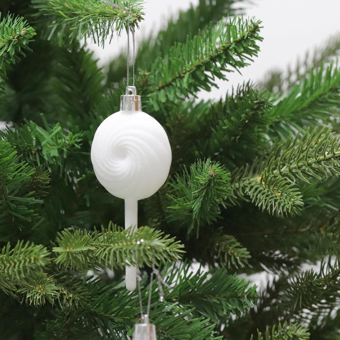 Senjie 63pcs Velvet Christmas Balls Bulk Flocked Christmas Tree Ball Ornaments Plastic Balls Xmas Hanging Ornaments Christmas Tree Decor Cream