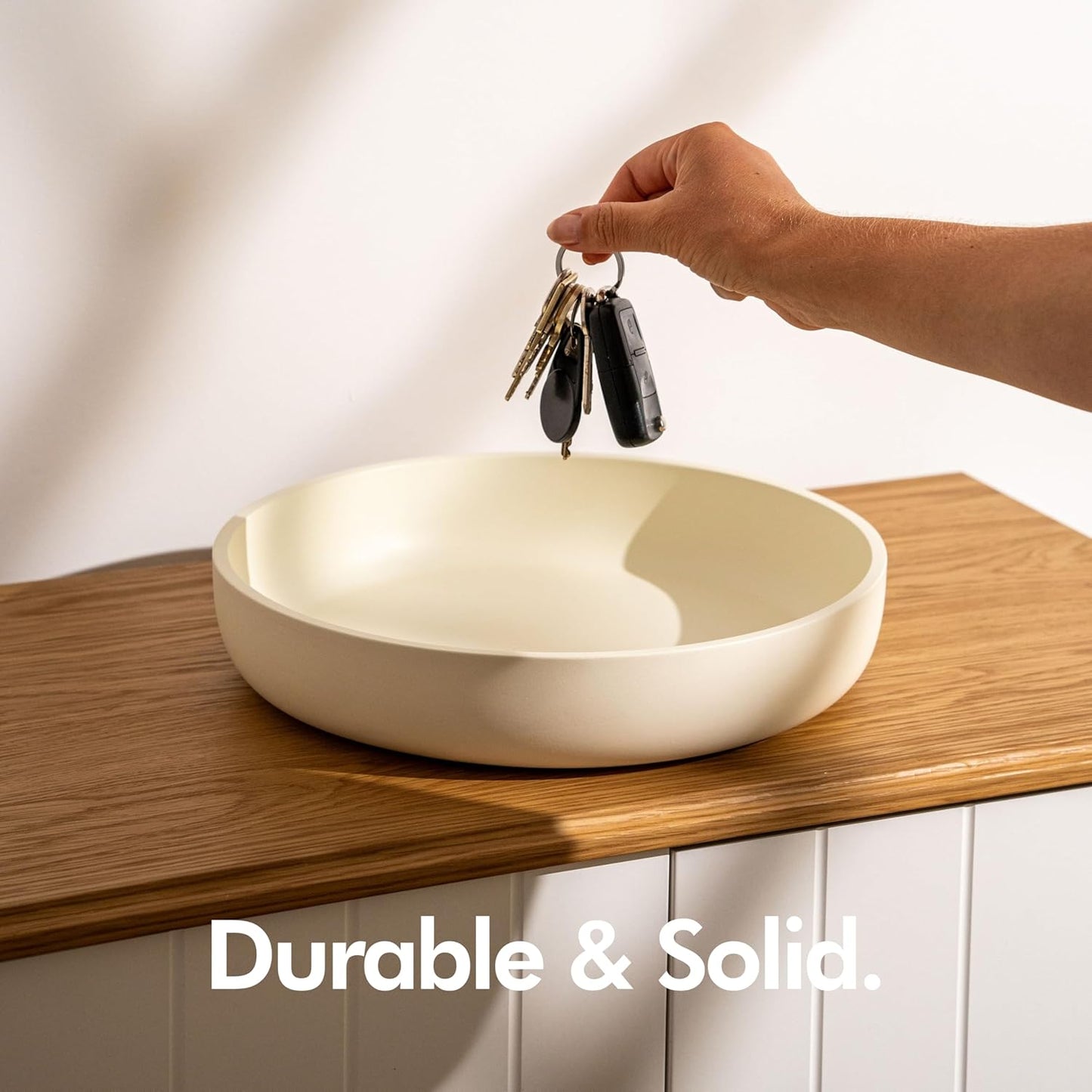 KIVY Concrete Fruit Bowl for Kitchen Counter - Large Decorative Bowl for Home Decor - Modern Fruit Basket for Entryway Table - Concrete Bowl - Decorative Bowls for Home Decor - White Fruit Bowl Decor