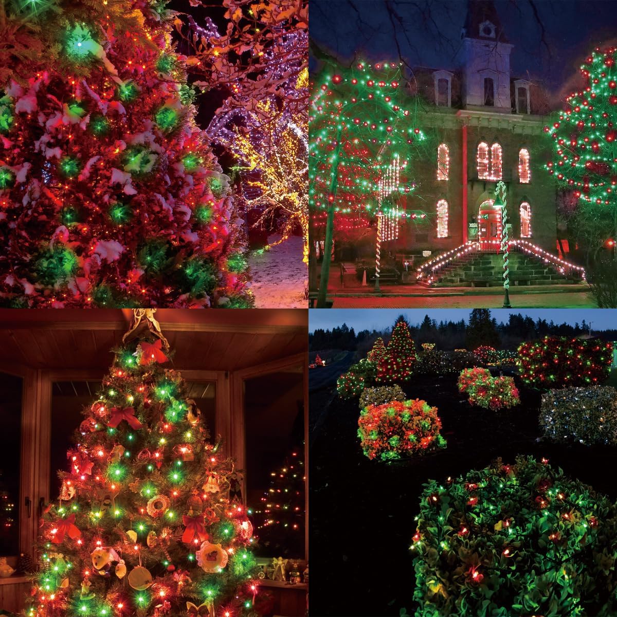 200LED (4pk of 50L) String Lights, LED Christmas Lights, 6" SPACING,Green Wire, Red and Green