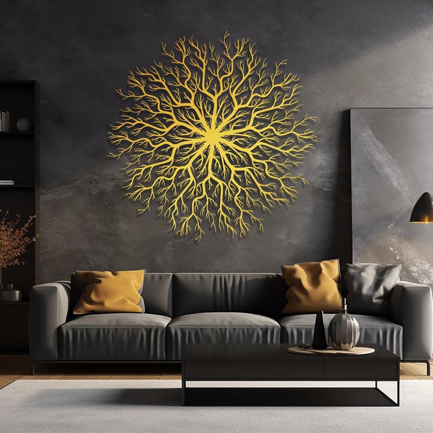 Tree of Life Metal Wall Art, Metal Tree Wall Art, Large Round Sculpture, Round Branch Wall Decor, Large Branch Artwork, Nature Sign, Wall Decor for Living Room, Housewarming Gift (White, 32"x32"|80x80cm)