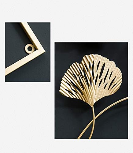 MKUN Iron Wall Sculptures - Set of 3 Diamond shaped Metal Wall Decor with Gingko Biloba Art Great for Home Hotel Decoration(Gold&Gray)