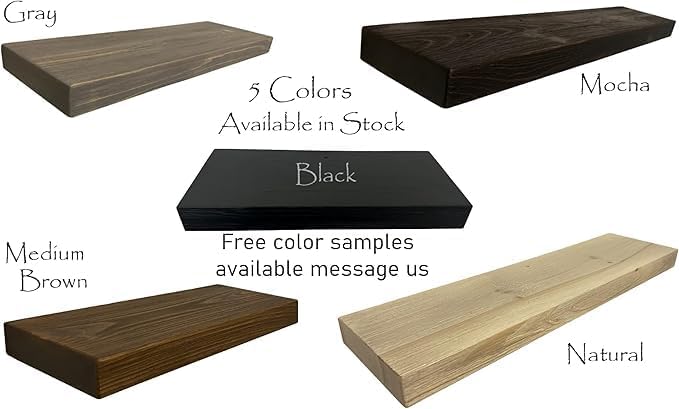 Joel's Antiques 42 Inch Wooden Floating Shelves for Wall - 42x12x2 in - Made of Natural Wood - Long Heavy Duty Rustic Wall Shelves for Bedroom - Perfect for Living Room, Kitchen - Medium Brown