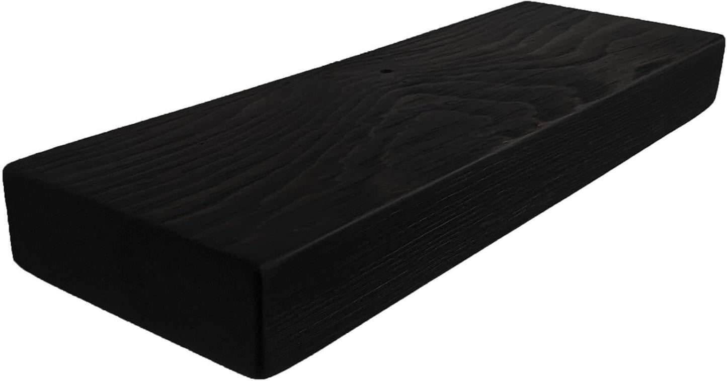 Joel's Antiques 18 Inch Wooden Floating Shelves for Wall - 18x8x2 in - Made of Natural Wood - Short Heavy Duty Rustic Wall Shelves for Bedroom - Perfect for Living Room, Kitchen - Black
