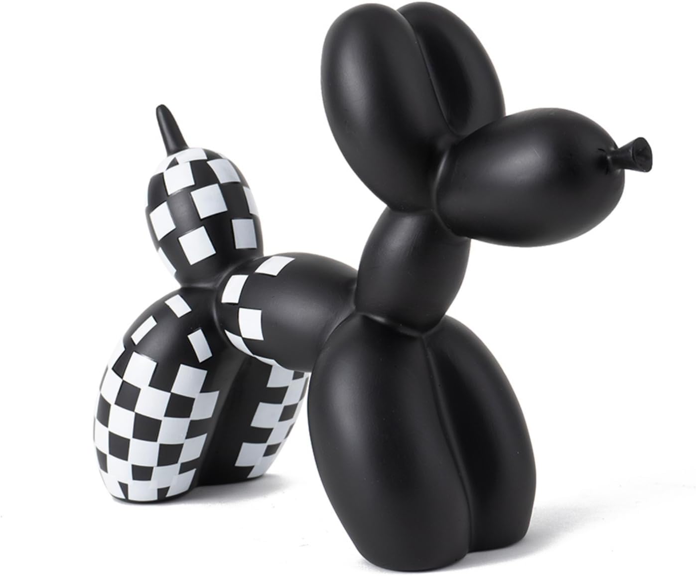 Vilead Resin Balloon Dog Statue with Checkered Pattern,Modern Home Decoration Trendy Animal Art Ornaments,Collection Figurine Bedroom Living Room Office Desktop Sculpture