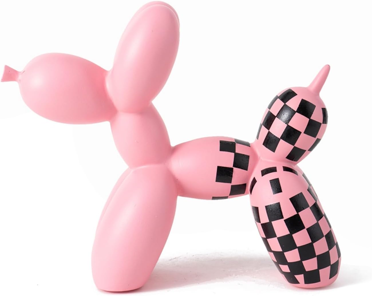 Vilead Resin Balloon Dog Statue with Checkered Pattern,Modern Home Decoration Trendy Animal Art Ornaments,Collection Figurine Bedroom Living Room Office Desktop Sculpture