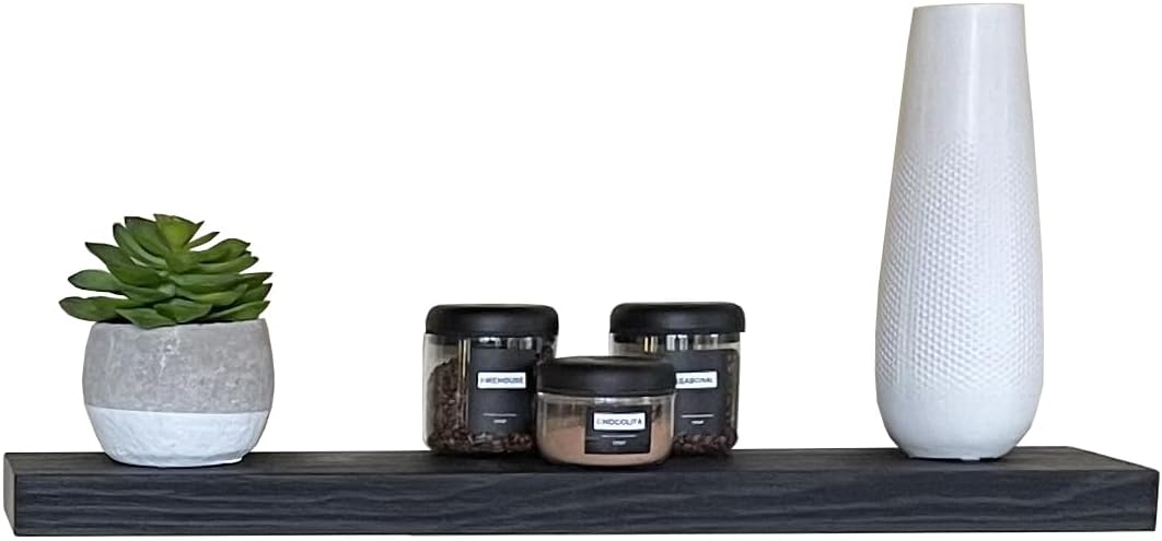 joelsantiques - 36 Inch Wooden Floating Shelves for Wall - 36x8x2 in - Made of Natural Wood - Heavy Duty Rustic Wall Shelves for Bedroom - Perfect for Living Room, Kitchen - Black