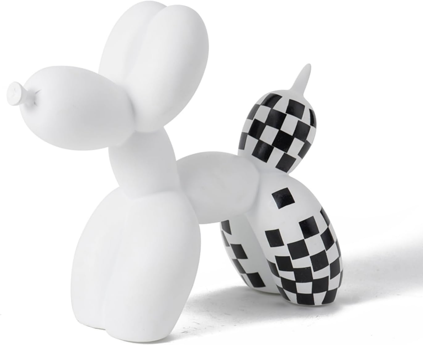 Vilead Resin Balloon Dog Statue with Checkered Pattern,Modern Home Decoration Trendy Animal Art Ornaments,Collection Figurine Bedroom Living Room Office Desktop Sculpture