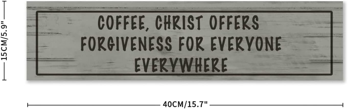 Generic Wood Sign Coffee Offers Forgiveness for Everyone Everywhere Rustic Wooden Hanging Sign Home Farmhouse Kitchen Wall Decor 16 x 6 Inch