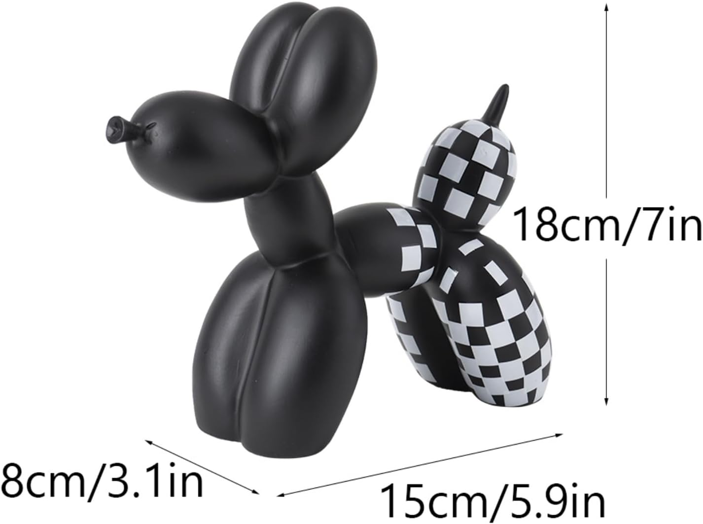 Vilead Resin Balloon Dog Statue with Checkered Pattern,Modern Home Decoration Trendy Animal Art Ornaments,Collection Figurine Bedroom Living Room Office Desktop Sculpture
