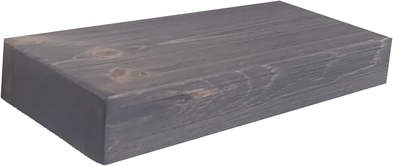 joelsantiques 18 Inch Wooden Floating Shelves for Wall - 18x6x2 in - Made of Natural Wood - Short Heavy Duty Rustic Wall Shelves for Bedroom - Perfect for Bathroom, Kitchen - Grey