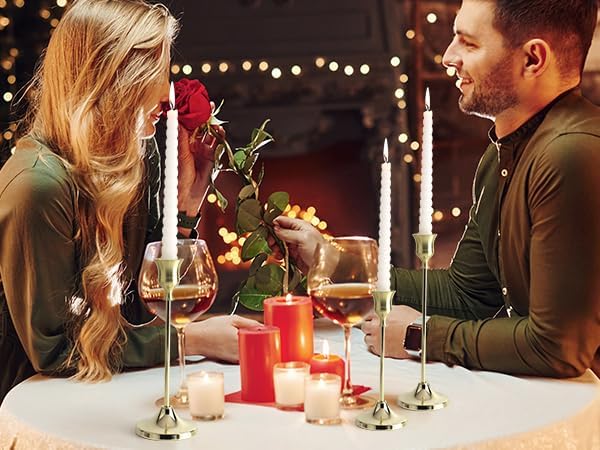 Candlestick Holders 6PCS, Metal Taper Candle Holder, Gold Candle Holders for Pillar Candles, Candle Holder for Halloween Decorations