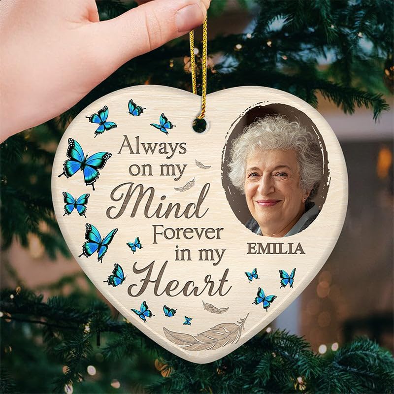 Pawfect House Custom Photo Ceramic Ornament, Personalized Christmas Memorial Sympathy Gifts for Family Members, in Loving Memory, Christmas Memorial Ornaments for Loss of Loved One, Bereavement Gifts