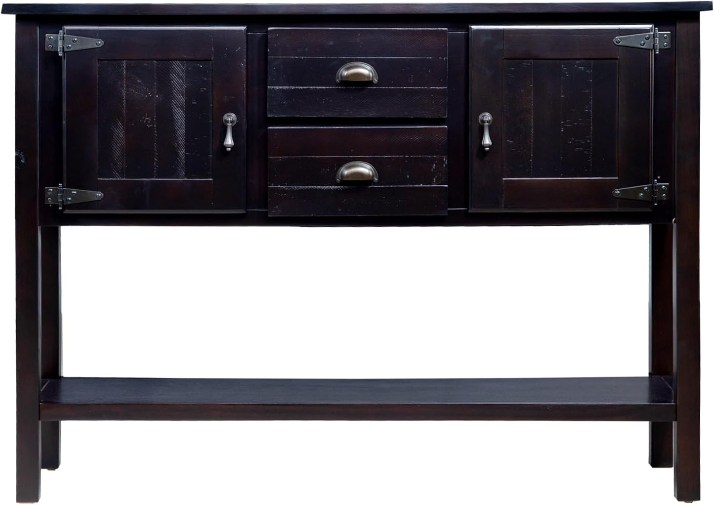 Solid Wood Farmhouse Console Table,Sofa Table with Storage Drawers and Shelves,Entryway Table for Entry Hallway Foyer Sofa Side Table,Fully Assembled(48" Espresso)