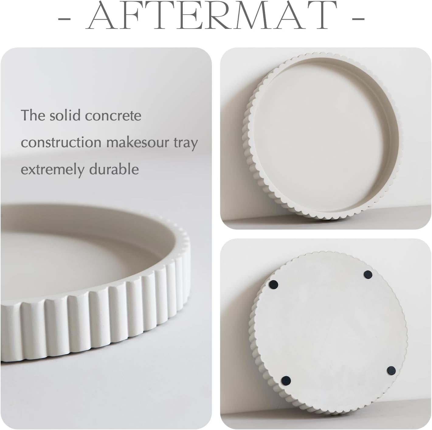 Decorative Tray for Coffee Table, Living Room, Side Table, 11" Gray Round Concrete Home Decor Serving Trays for Accent Table, Console Table