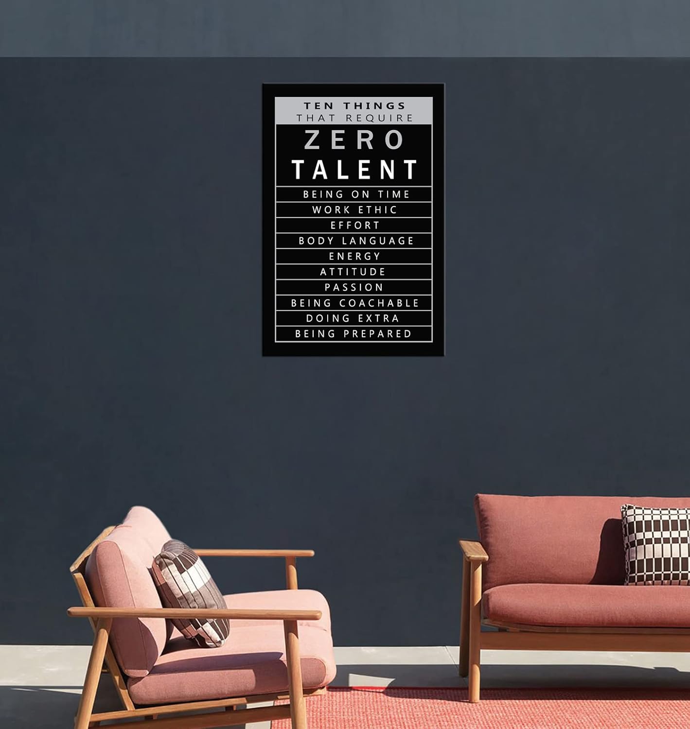 Inspirational Canvas Wall Art Ten Things That Require Zero Talent Quote Motivational Poster Canvas Painting Prints Wall Pictures for Living Room Office Home Decor Framed Artwork [24''W x 36''H]