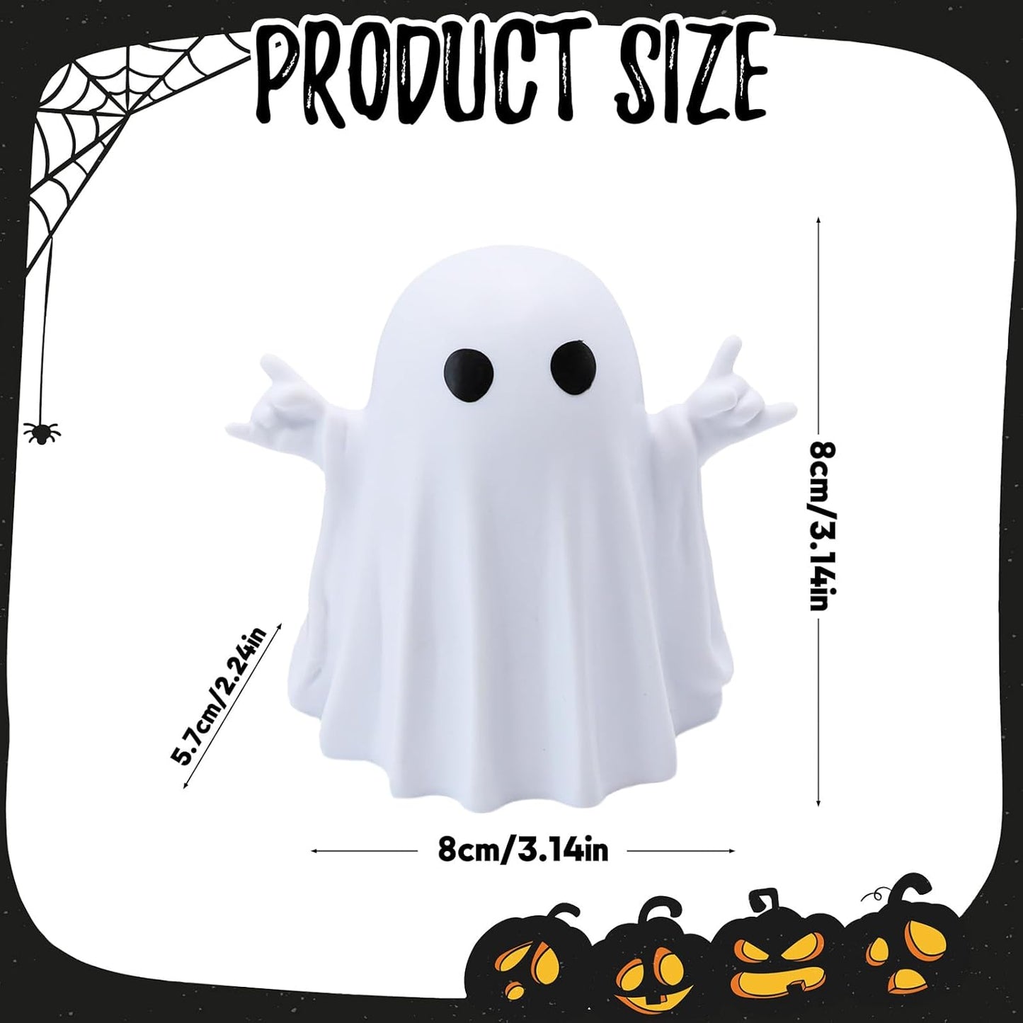 Halloween Ghost Figurine Halloween Desk Ornaments Funny Gestures Spooky Ghost Statue Cartoon Cute Mini Resin Spooky Ornaments for Holiday Home and Office Decorations
