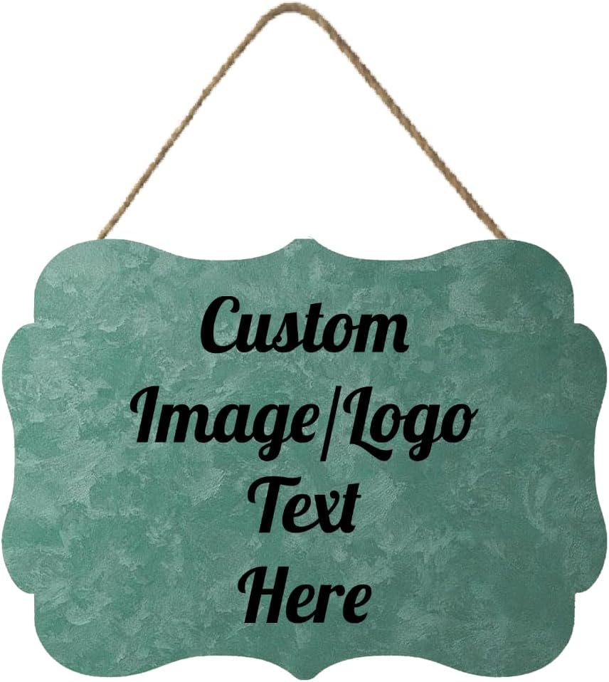 Personalized Wooden Welcome Sign Front Door Decor Personalized Home Sign Door Decorations Customized Image/Text Hanging Door Sign Farmhouse Decorations for Home Office 11.2 * 8 Inch