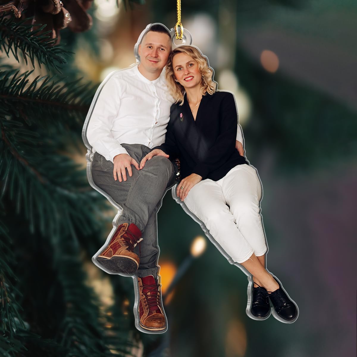 Personalized Photo Ornament for Couple, Custom Acrylic Ornament with Image, Gifts for Men Women, Newlywed Couple, Mom Dad, Christmas Hanging Decor