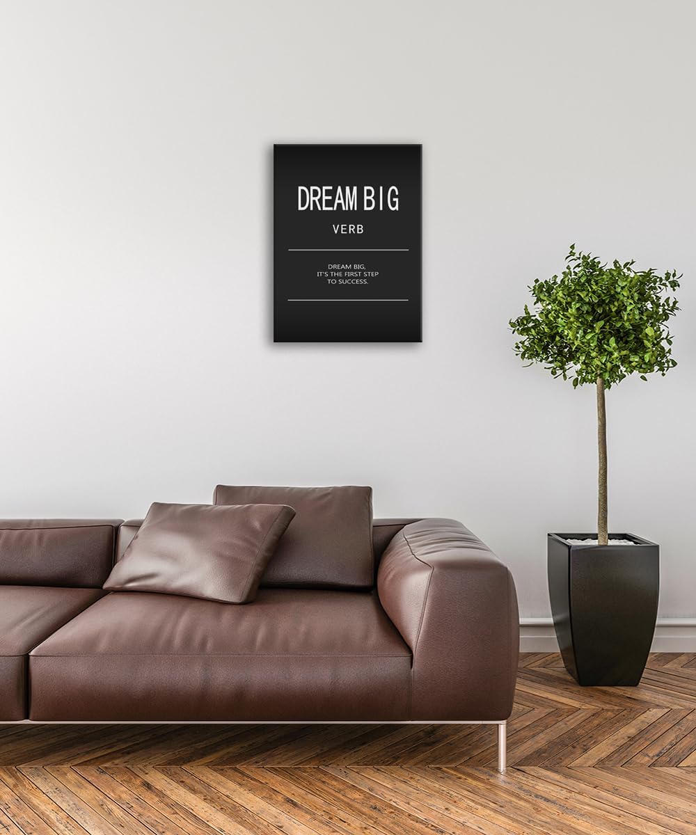 Inspirational Canvas Wall Art Dream Big Verb Motivational Posters Painting Quotes Office Wall Decor Positive Affirmations Pictures Wall Decor Classroom Living Room Decor Framed Artwork[18" W x 24" H]
