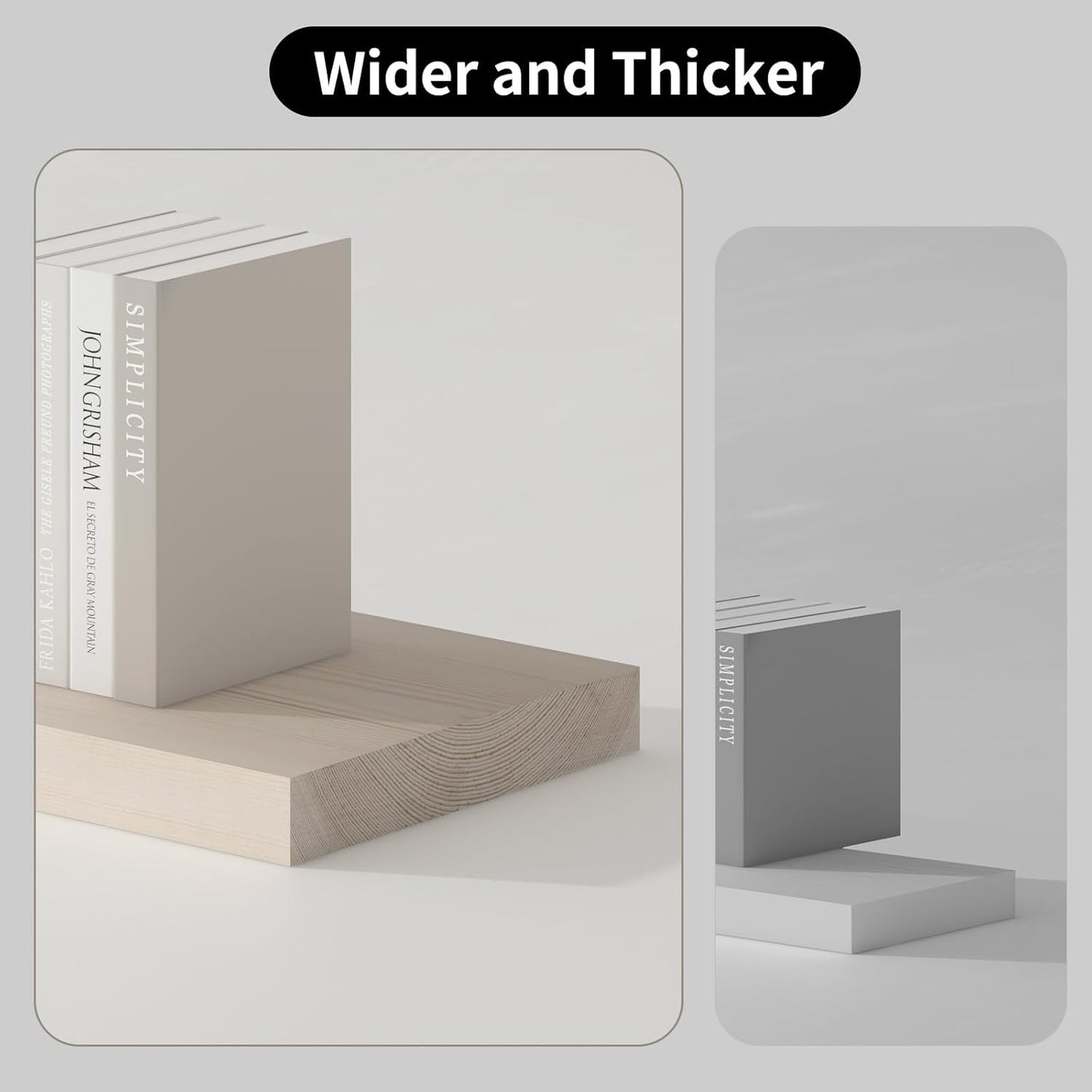 SAUMONIERES Floating Shelves 8 Inch Deep Solid Wood Wide Wall Shelf Set of 2 Wall Mounted for Bedroom Bathroom Living Room Kitchen, 36 Inch Natural