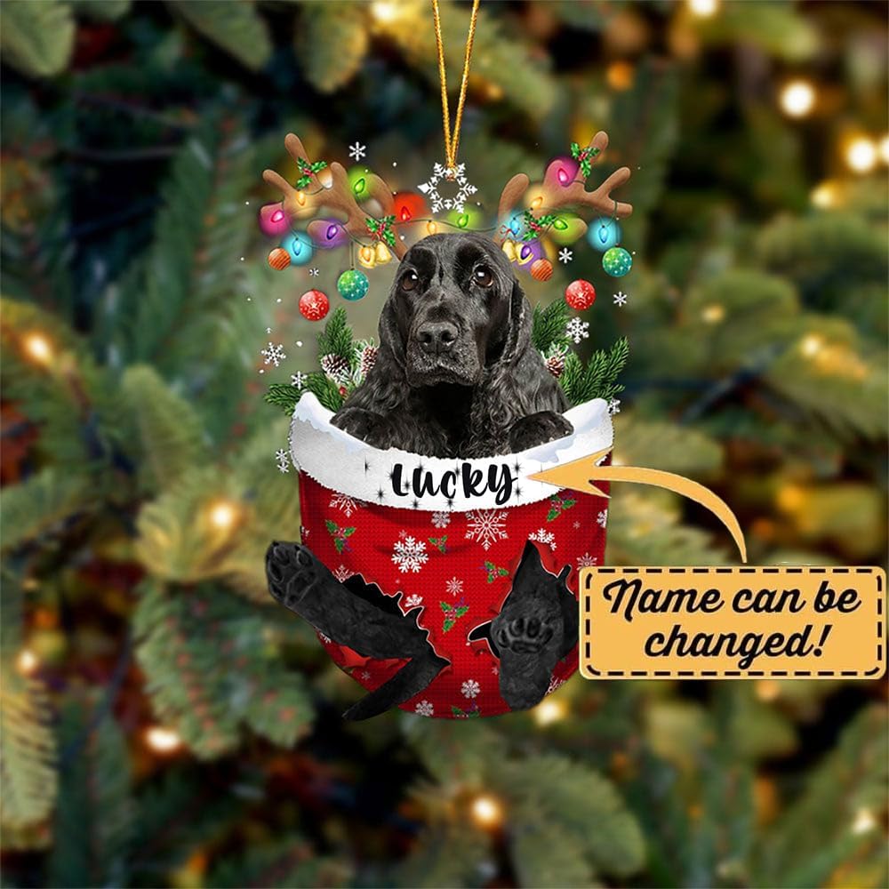 English Cocker Spaniel 1 Dog Christmas Ornament, English Cocker Spaniel 1 in Snow Pocket Christmas Tree Ornament, Dog Lovers Gift Idea Xmas Decor, Christmas Ornament Gift for Dog Lovers