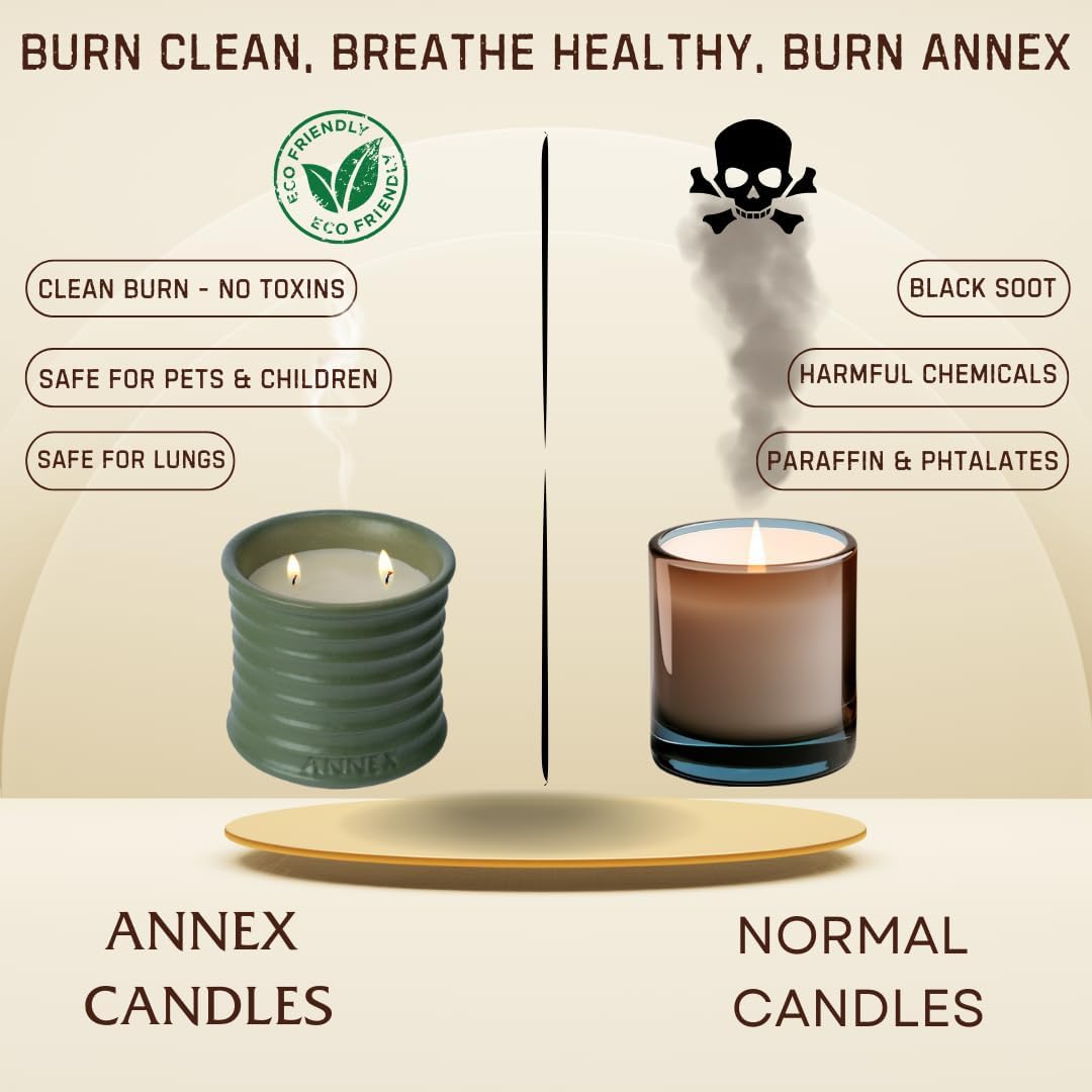 Scented Luxury Candles in Handmade Ceramic Jars, Soy Wax | Woody Wood – Oud & Agarwood, Large Candle | Non Toxic, 2 Wicks, Reusable Big Olive Green Jar | Natural Spring Aromatherapy for Women & Men