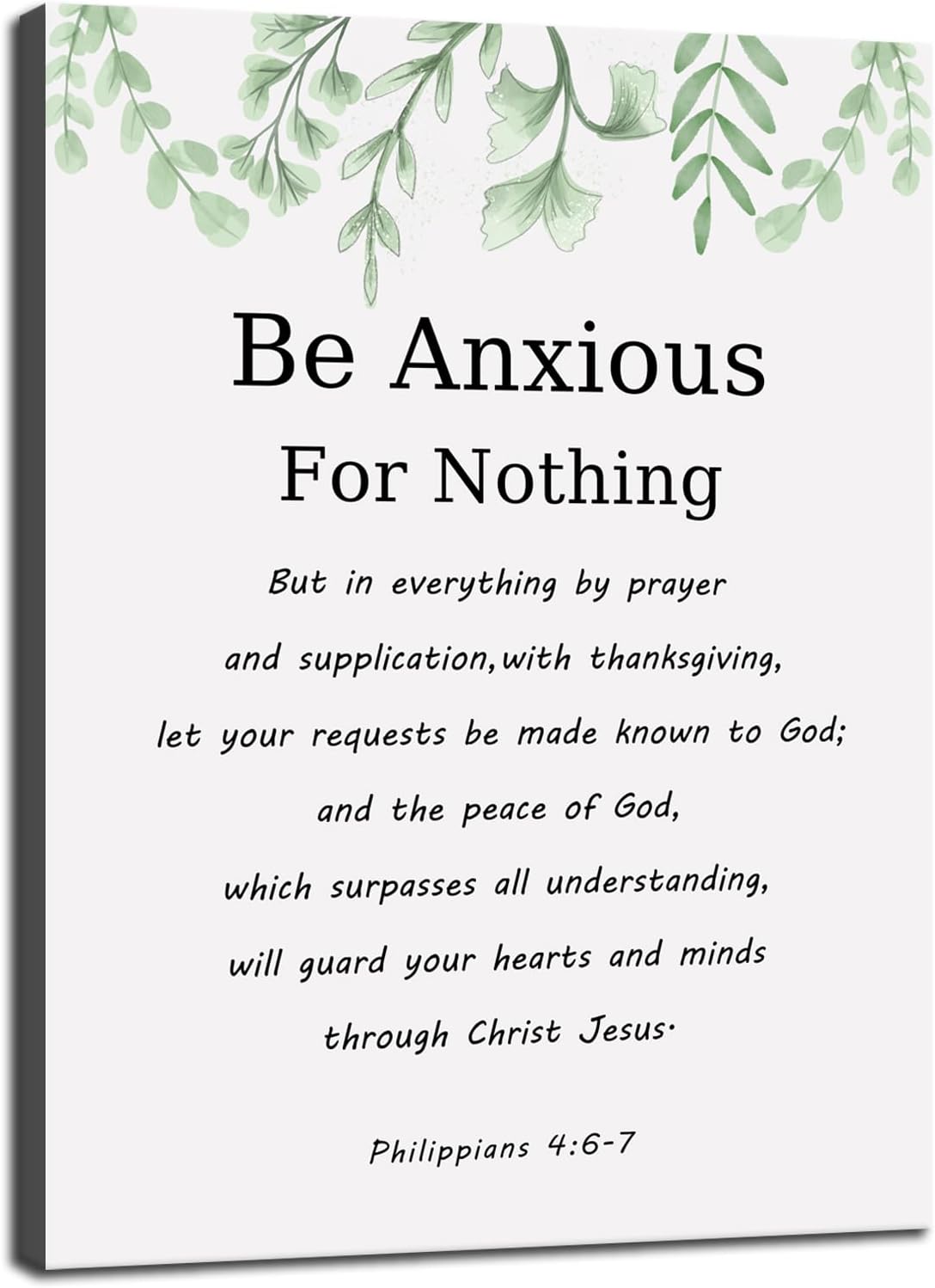 Inspirational Wall Art Philippians 4:6-7 Painting Canvas Print Office Wall Decor Christian Poster Be Anxious for Nothing Framed Motivational Quotes Wall Art Decoration Ready to Hang[30" W X 40" H]