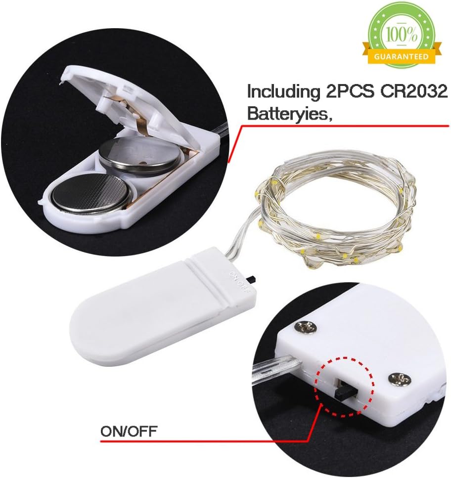 6 Pack Fairy Lights Battery Operated Waterproof Fairy String Lights Firefly Lights LED Starry String Lights 7ft 20 LEDs Silvery Copper Wire for Wedding Party Bedroom Patio Christmas Decor Cool White