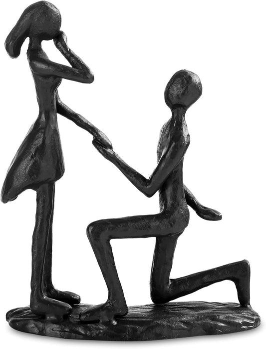 Sziqiqi Anniversary Wedding Gift for Couple: Iron 6th Anniversary Wedding Gifts for Her - Unique Couple Sculpture Iron Gift for 6 Year - Cast Iron Statue for Women Him Wife