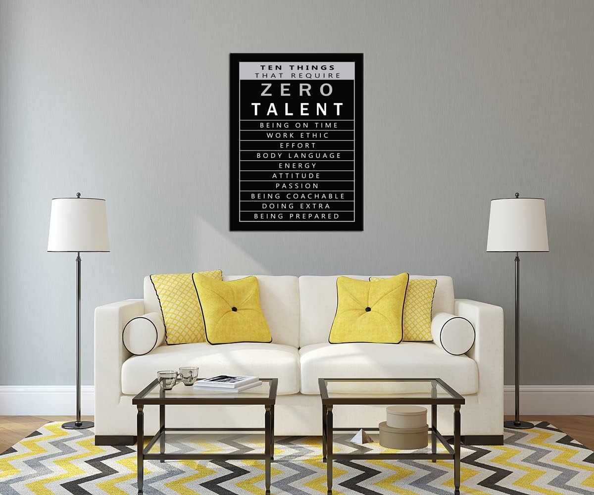 Inspirational Wall Art Ten Things That Require Zero Talent Quote Motivational Canvas Poster Painting Prints Wall Pictures for Living Room Office Home Decor Framed Artwork [30''W x 40''H]