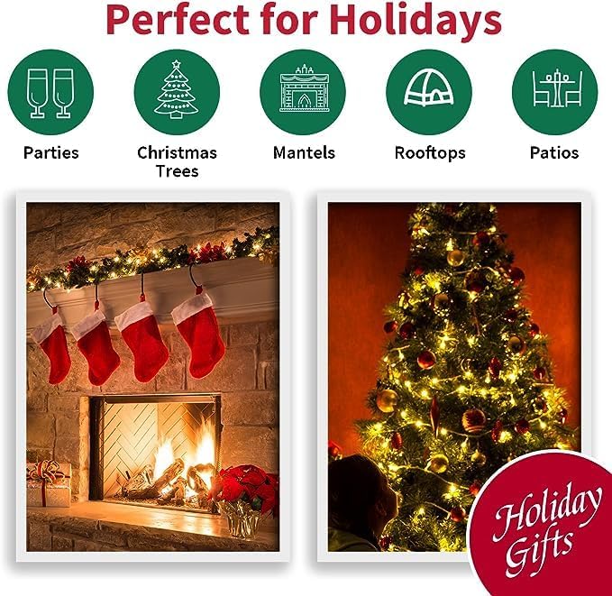 60 LED Warm White String Light - LED Christmas Lights, Mini led Lights for Indoor Outdoor Home Holiday Party Wedding Independence Day Decoration