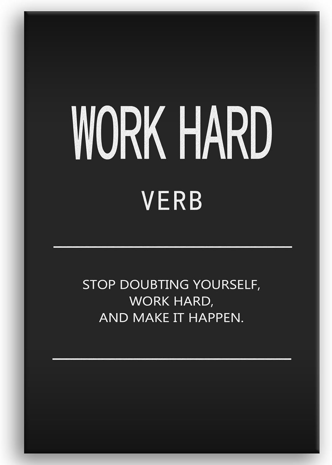 Inspirational Wall Art Office Decor Motivational Entrepreneur Quotes Canvas Painting Work Hard Verb Pictures Posters and Prints Artwork Modern Inspiring Gym Living Room Decor Framed[24" W x 36" H]